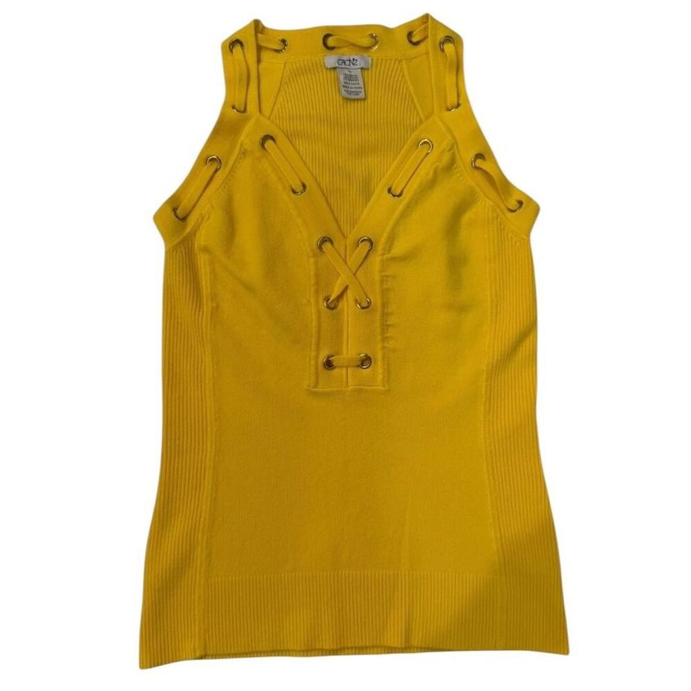 Cache Vintage Yellow lace up top